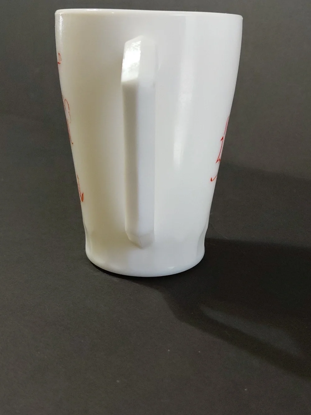Vintage Hazel-Atlas Little Red Riding Hood White with Red Accents Milk Glass Mug
